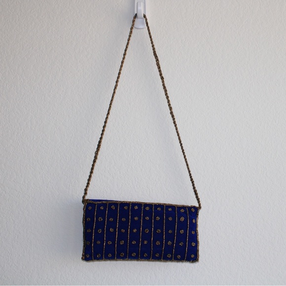 Crossbody blue and golden embroidery bag - Picture 7 of 7